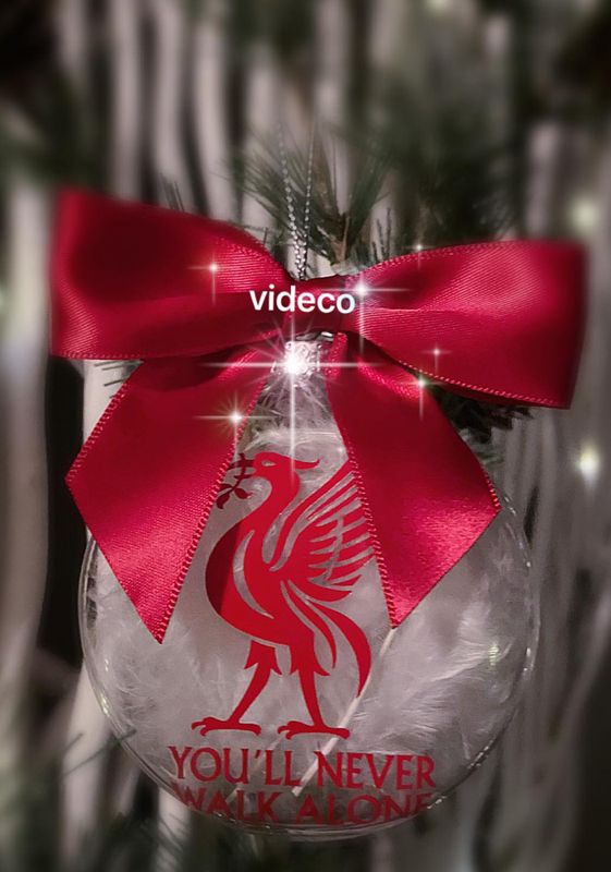 Liverpool Julekule m/fjær, sløyfe,motiv og tekst