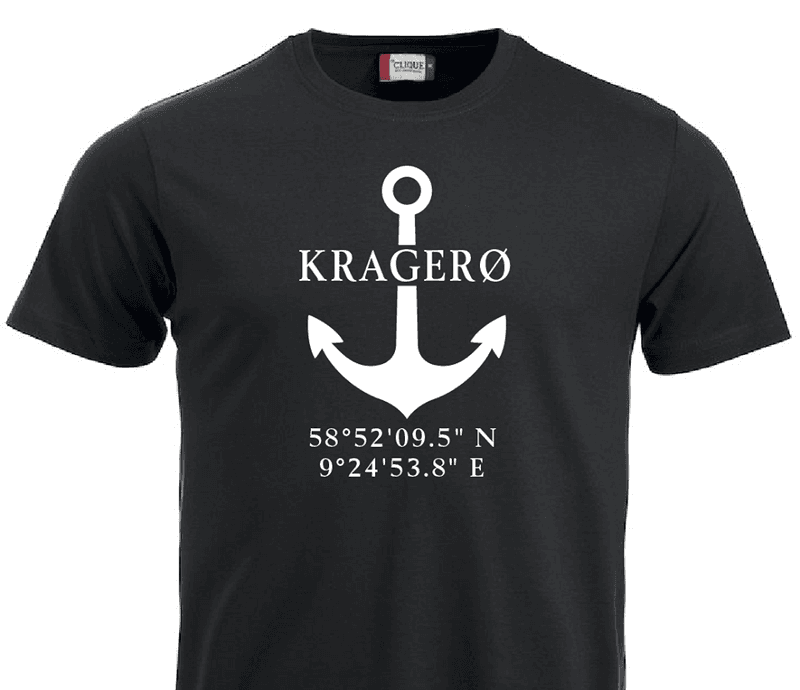 T-shirt, Anker/stedsnavn/breddegrad