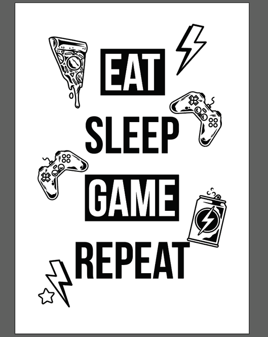 Hovedbilde Plakat A3- Eat-sleep-game-repeat
