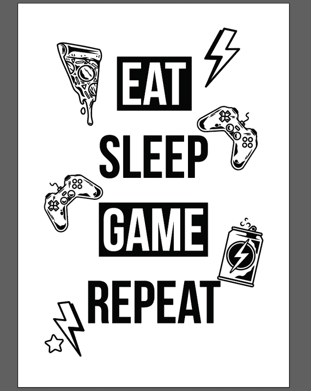 Plakat A3- Eat-sleep-game-repeat