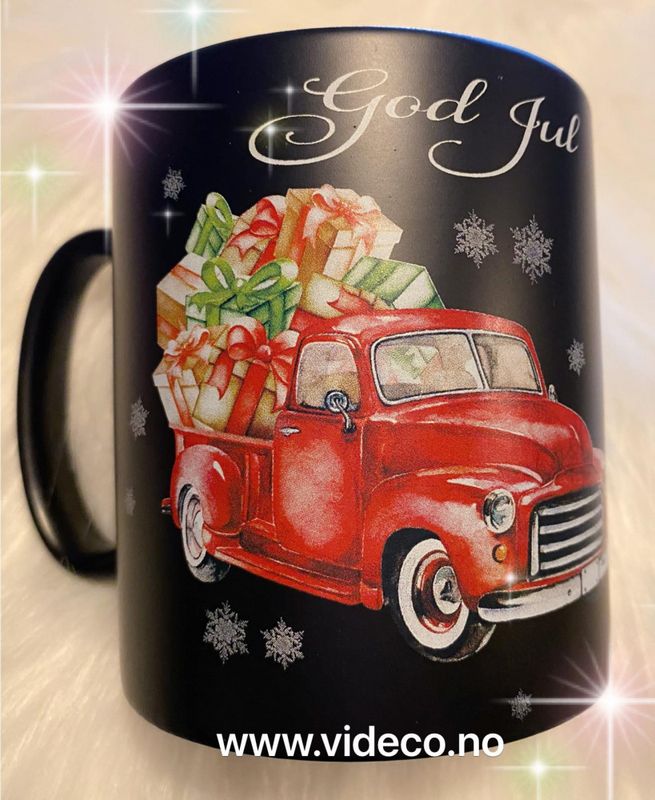 Kopp- Sort m/røb bil- god jul
