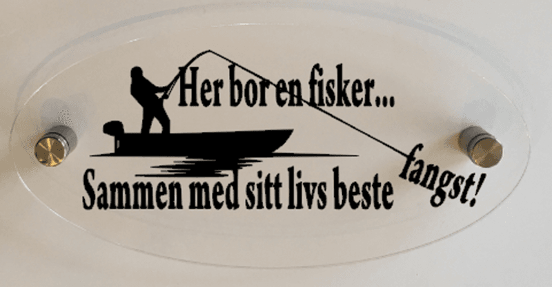 Akrylskilt - Her bor en fisker