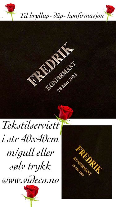Hovedbilde Ensfargede servietter m/trykk Konfirmant
