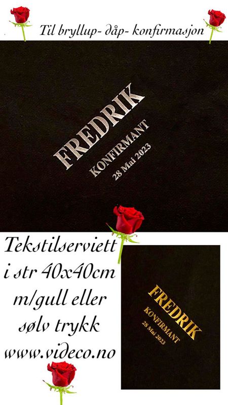 Ensfargede servietter m/trykk Konfirmant