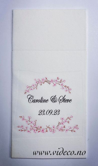 Hovedbilde Serviett bryllup, magnolia ramme m/tekst