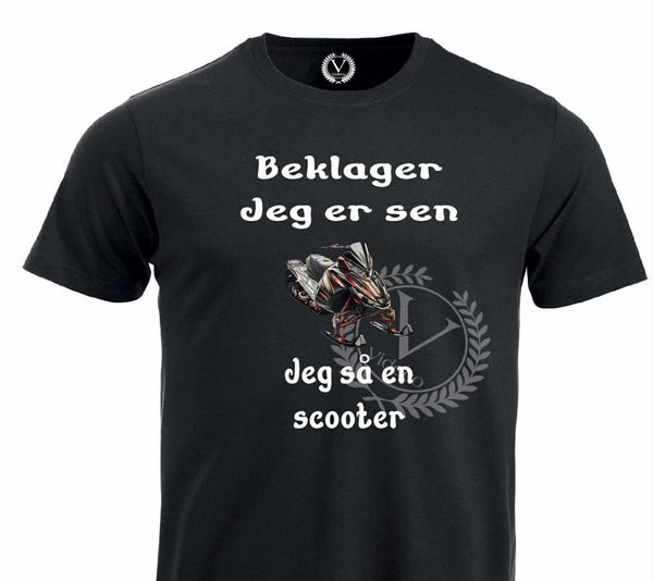 T-shirt - Beklager jeg er sen, jeg så en scooter