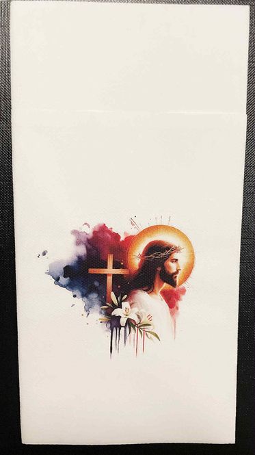 Hovedbilde Serviett - Jesus ,kors/lilje