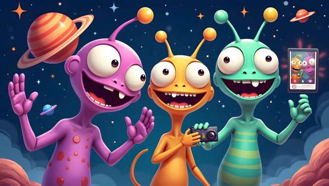 Hovedbilde Plakat - Aliens tar selfies