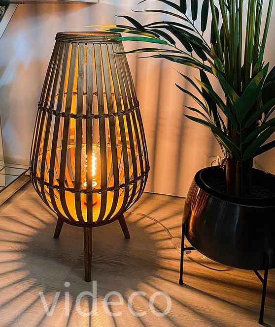 Hovedbilde Lampe bambus m/bein, stor